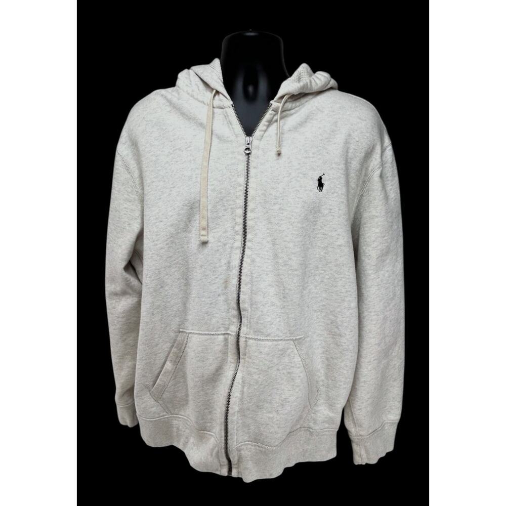 Polo Ralph Lauren Hoodie Mens XXL Gray Full Zip Waffle Thermal Fleece Sweatshirt